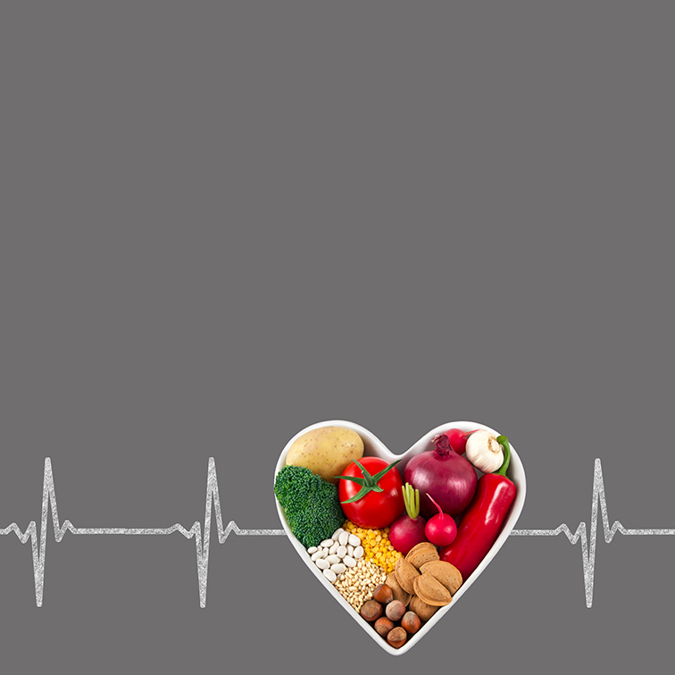 Herz gefüllt mit Lebensmittel von EKG Symbol