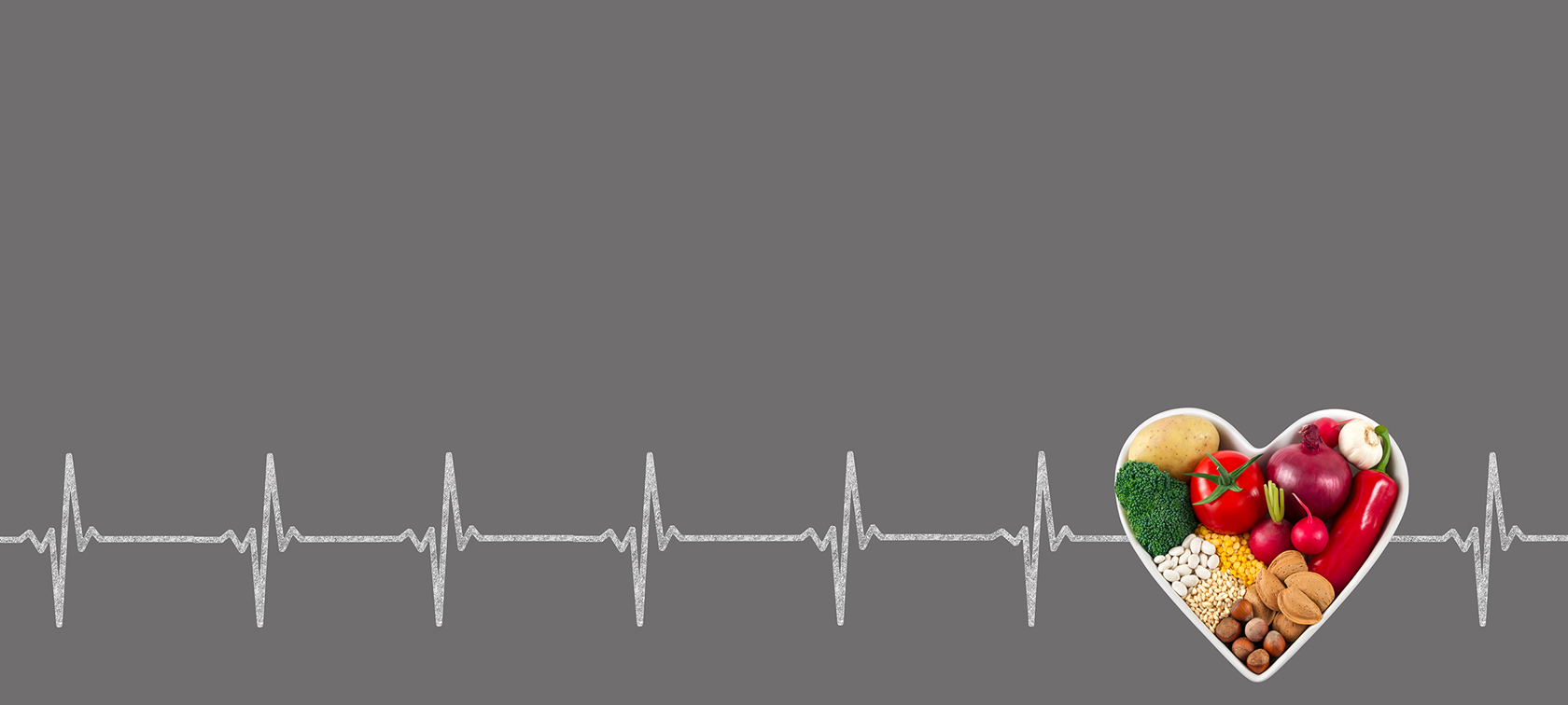 Herz gefüllt mit Lebensmittel von EKG Symbol